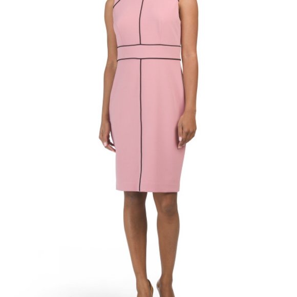 Nine West  Mauve Piped Crepe Sheath Dress (Worn twice) - Picture 1 of 7
